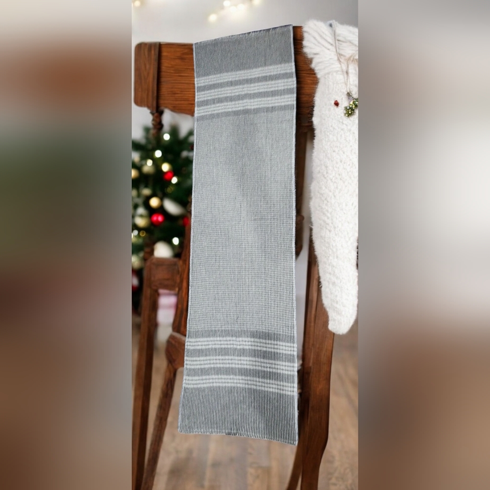 Hand Made Cashmere Scarf Made in Nepal 70" Long x 18" wide - Gray, Black & White